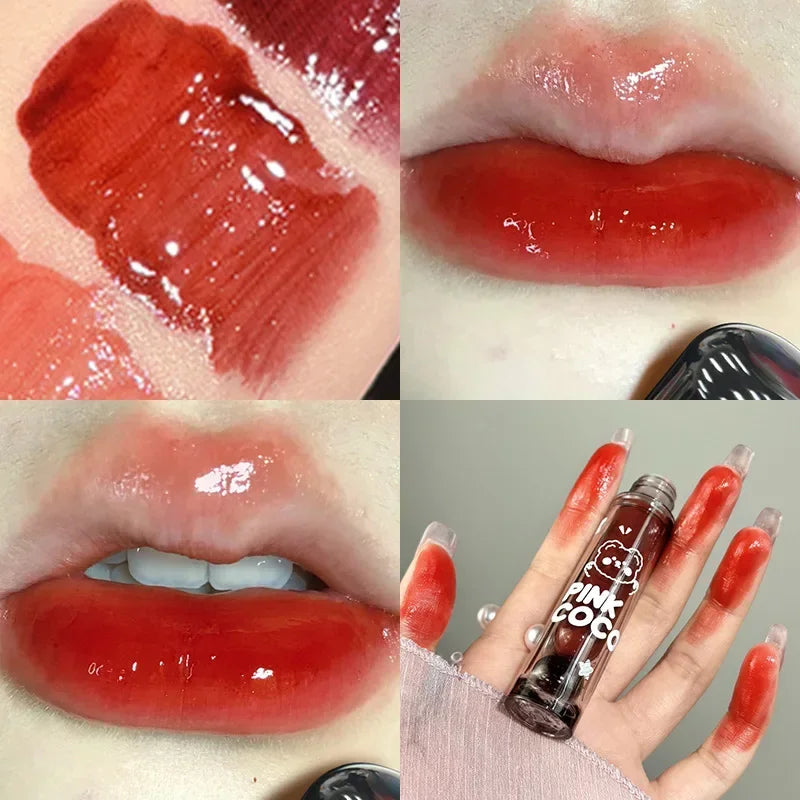 Mirror Glass Lip Tint - Punk Dark Red Waterproof Lip Glaze