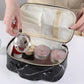 Pink Marble Pattern Cosmetic Bag - Waterproof PU Leather Makeup Organizer