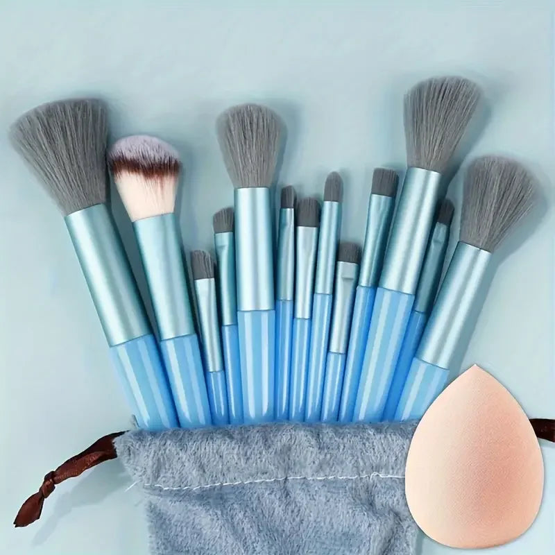 13 Piece Makeup Brush Set - Soft Fluffy Eye Shadow & Foundation Kit