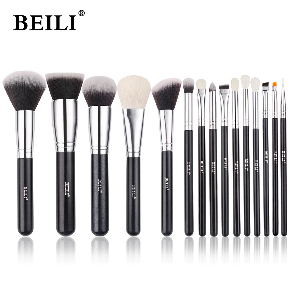 BEILI 30 Piece Black Makeup Brush Set - Professional Goat Hair Kit