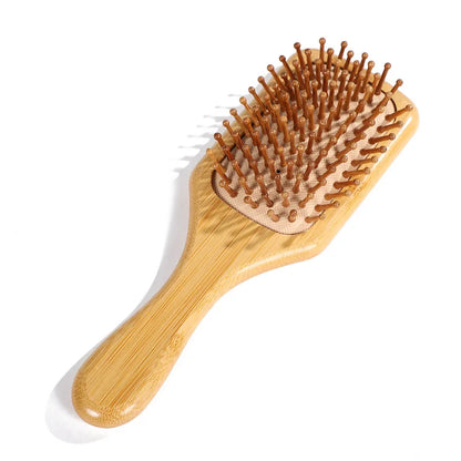 Bamboo Hair Brush - Anti-Static Scalp Massage Comb with Airbag Cushion