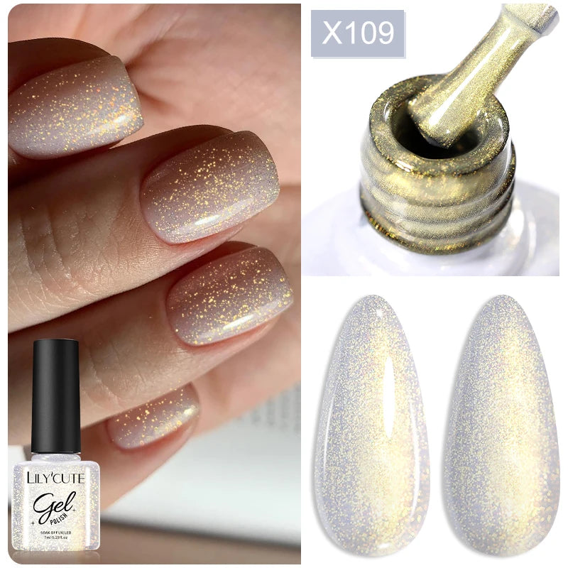 LILYCUTE 5ML Metallic Liner Gel Polish - Gold Silver Mirror Effect
