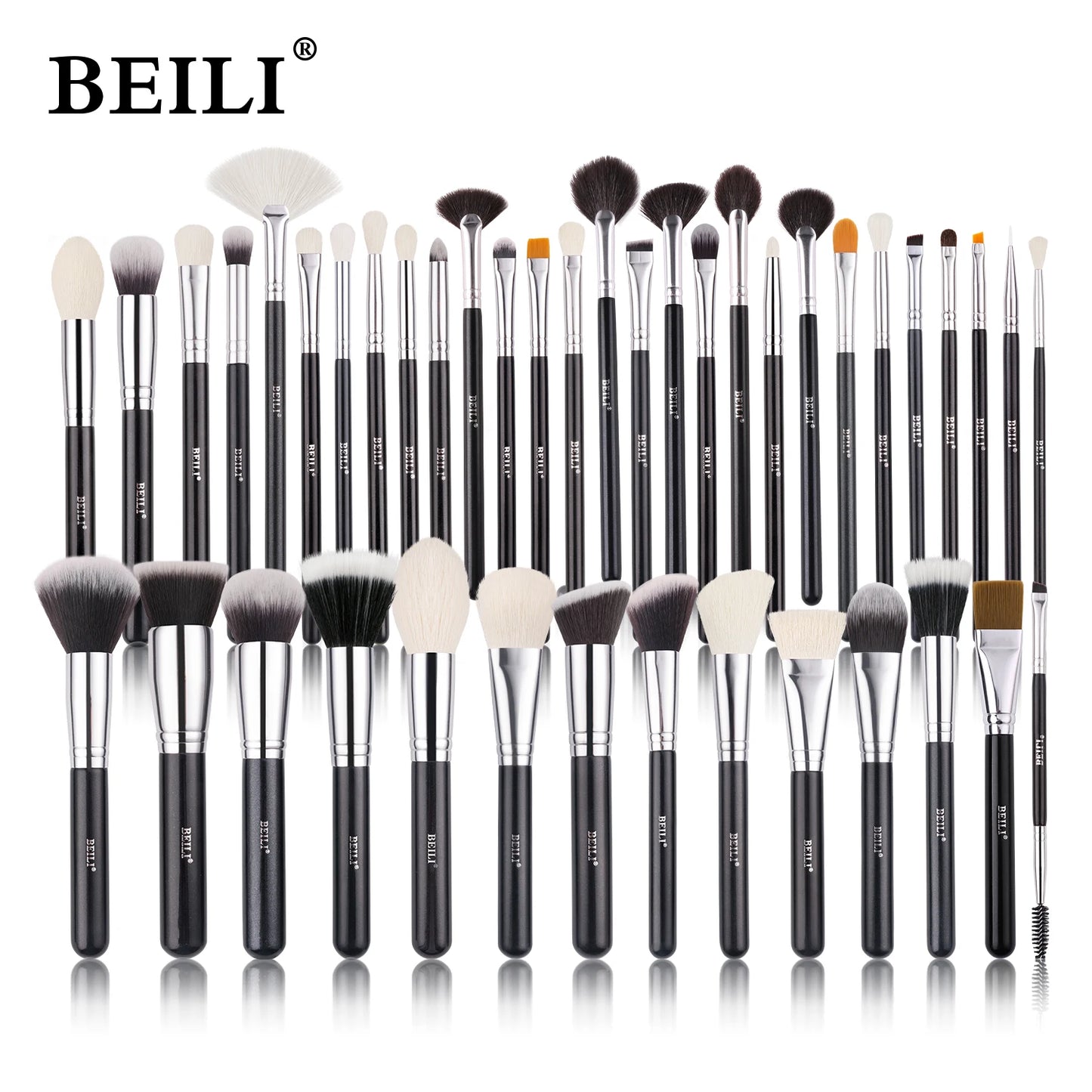 BEILI 30 Piece Black Makeup Brush Set - Professional Goat Hair Kit