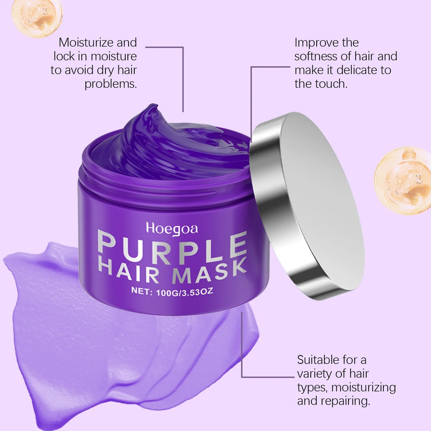 Purple Keratin Hair Mask - Repair Treatment for Blonde & Damaged Hair 100g