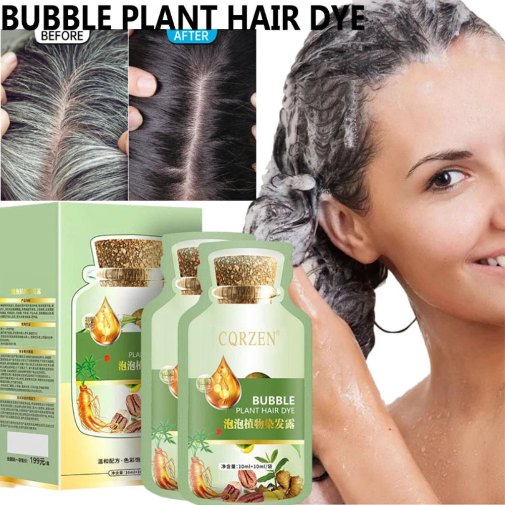Natural Herbal Hair Dye Shampoo - 5 Minute Gray Coverage Treatment 10ml
