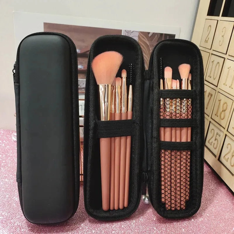 Black Waterproof Makeup Brush Case - Double Zipper Portable Storage Bag