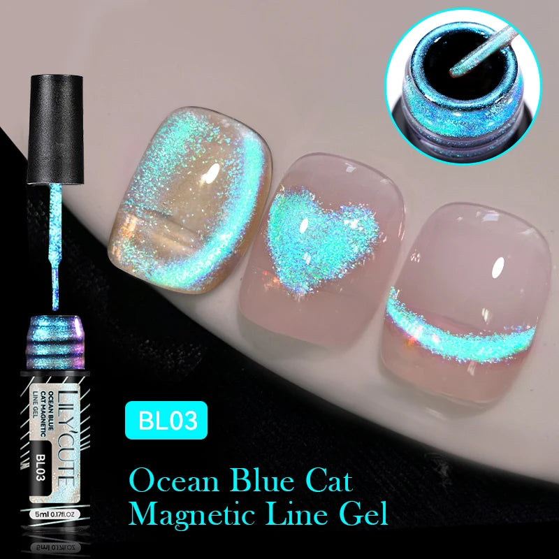 LILYCUTE 7ML 9D Cat Eye Magnetic Gel Polish - Iridescent Effect