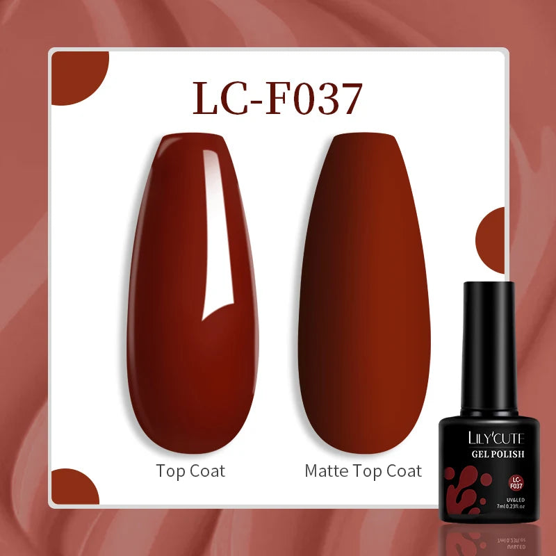 LILYCUTE Brown Red Gel Polish - Autumn Winter High Saturation