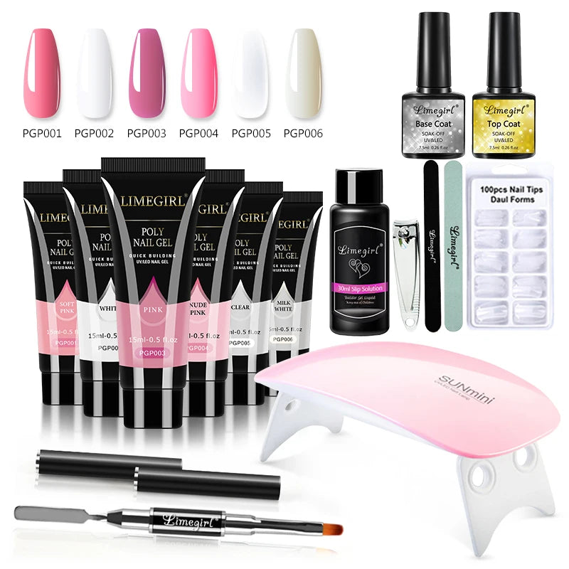 Poly Nail Gel Extension Kit 15ML - Acrylic Gel for Salon & Home