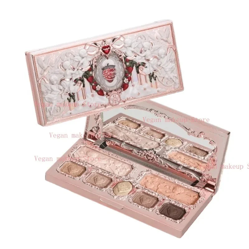 Flowerknows Strawberry Cupid Eyeshadow Palette - Blush Highlighter Bronzer Set 14g