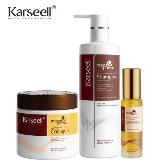Karseell 3-Piece Hair Care Set - Collagen Mask, Argan Oil & Shampoo for Damaged Hair