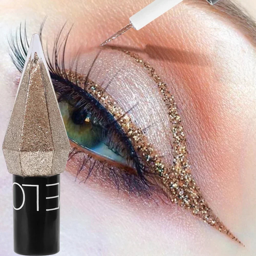 Pearlescent Diamond Gold Liquid Eyeshadow & Eyeliner Stick - Waterproof Glitter