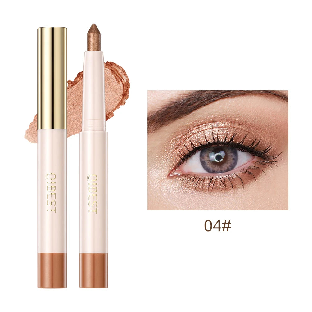 QIBEST Waterproof Pearlescent Eyeshadow Pencil - Glitter Shimmer Highlighter