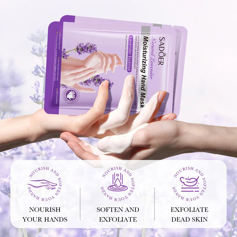 Moisturizing Hand Mask Spa Gloves - Lavender Exfoliating Treatment (5 Pairs)