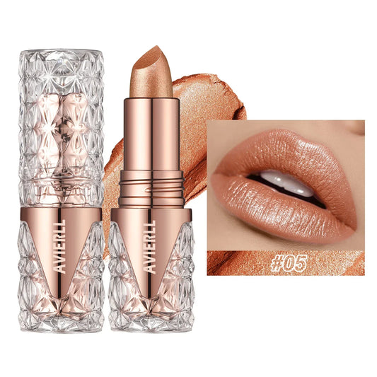 Quicksand Gold Glitter Lipstick 3.8g - Moisturizing Long-Lasting