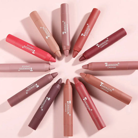 Velvet Matte Lipstick Pencil - Waterproof Lip Liner (12 Colors)