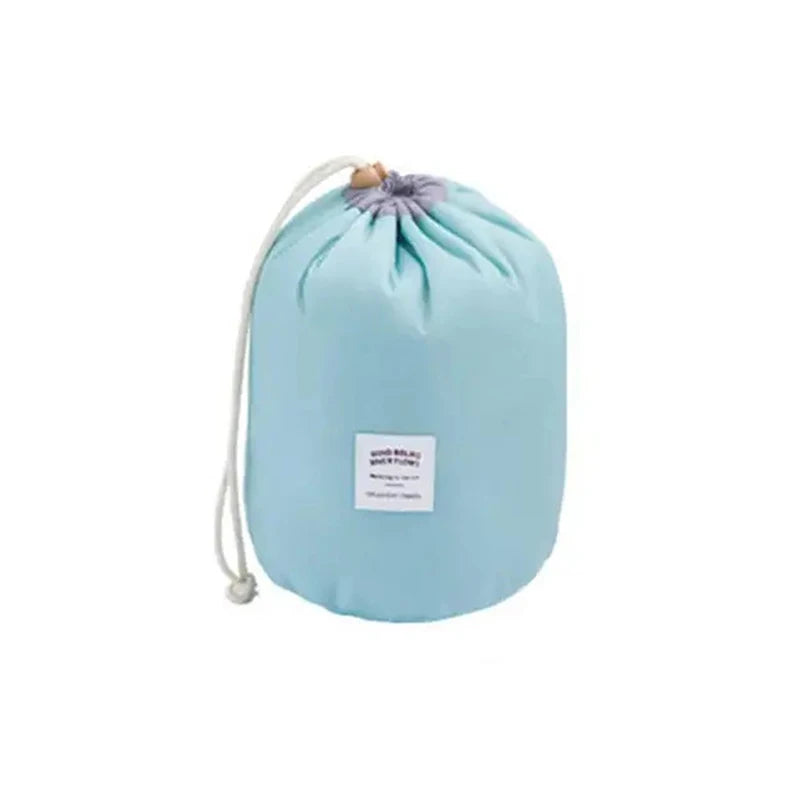 Lazy Drawstring Cosmetic Bag - Round Waterproof Makeup Organizer Pouch
