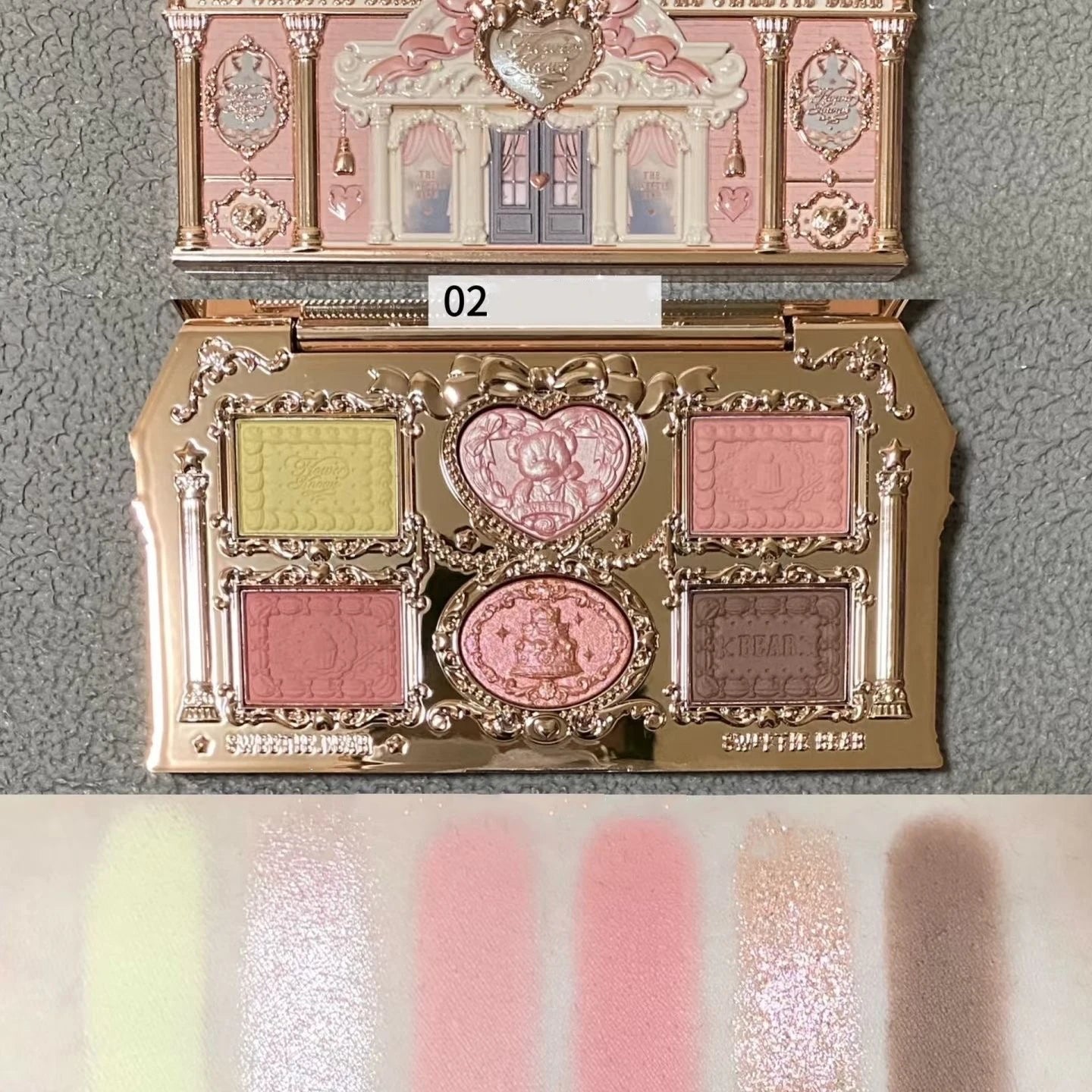 Flowerknows Strawberry Cupid Eyeshadow Palette - Blush Highlighter Bronzer Set 14g