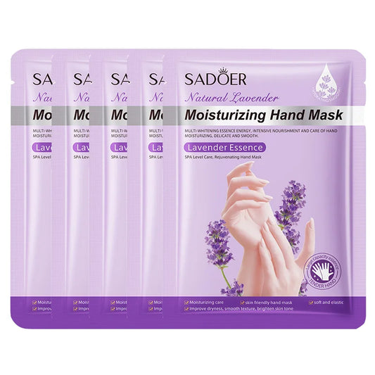 Moisturizing Hand Mask Spa Gloves - Lavender Exfoliating Treatment (5 Pairs)
