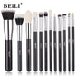 BEILI 30 Piece Black Makeup Brush Set - Professional Goat Hair Kit