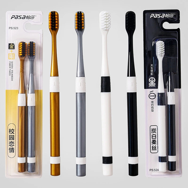 Bamboo Charcoal Toothbrush Set - Ultra-Soft Bristle (2 Sets)