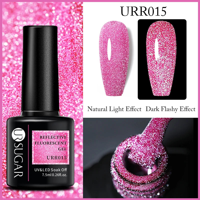 UR SUGAR 7.5ML Reflective Glitter Gel - Pink Sequins Nail Polish