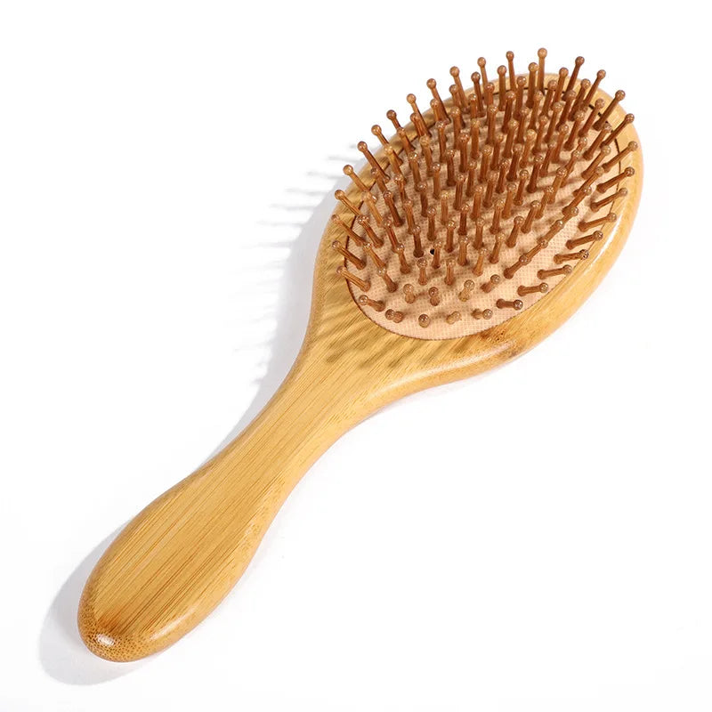 Bamboo Hair Brush - Anti-Static Scalp Massage Comb with Airbag Cushion